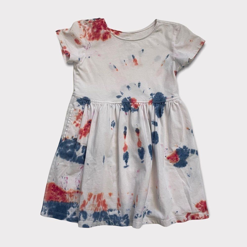 Girl's Tie Dye Dress Short Sleeve Size 4-5 with Pockets